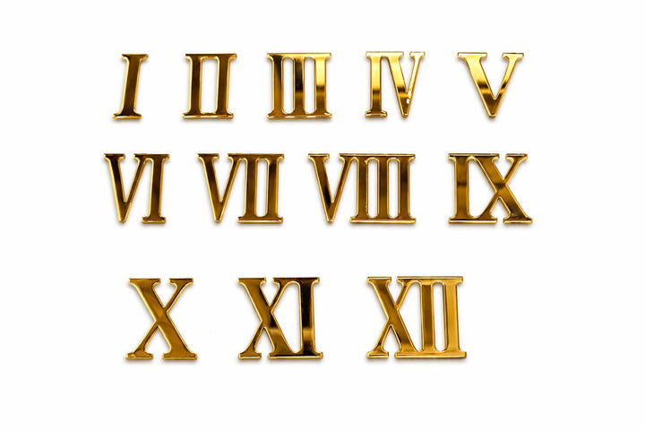 Roman Number Set for Wall Clock | Acrylic (Golden / Silver)